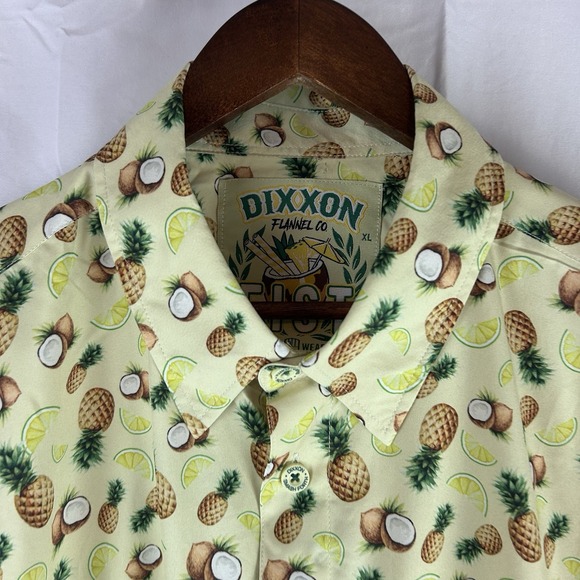 Dixxon Fist Mens XL Pina Colada Coconut‎ Pineapple Lime Hawaiian Button Shirt - Picture 3 of 11